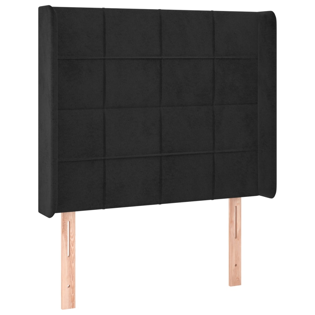 Tête de lit avec oreilles Noir 103x16x118/128 cm Velours