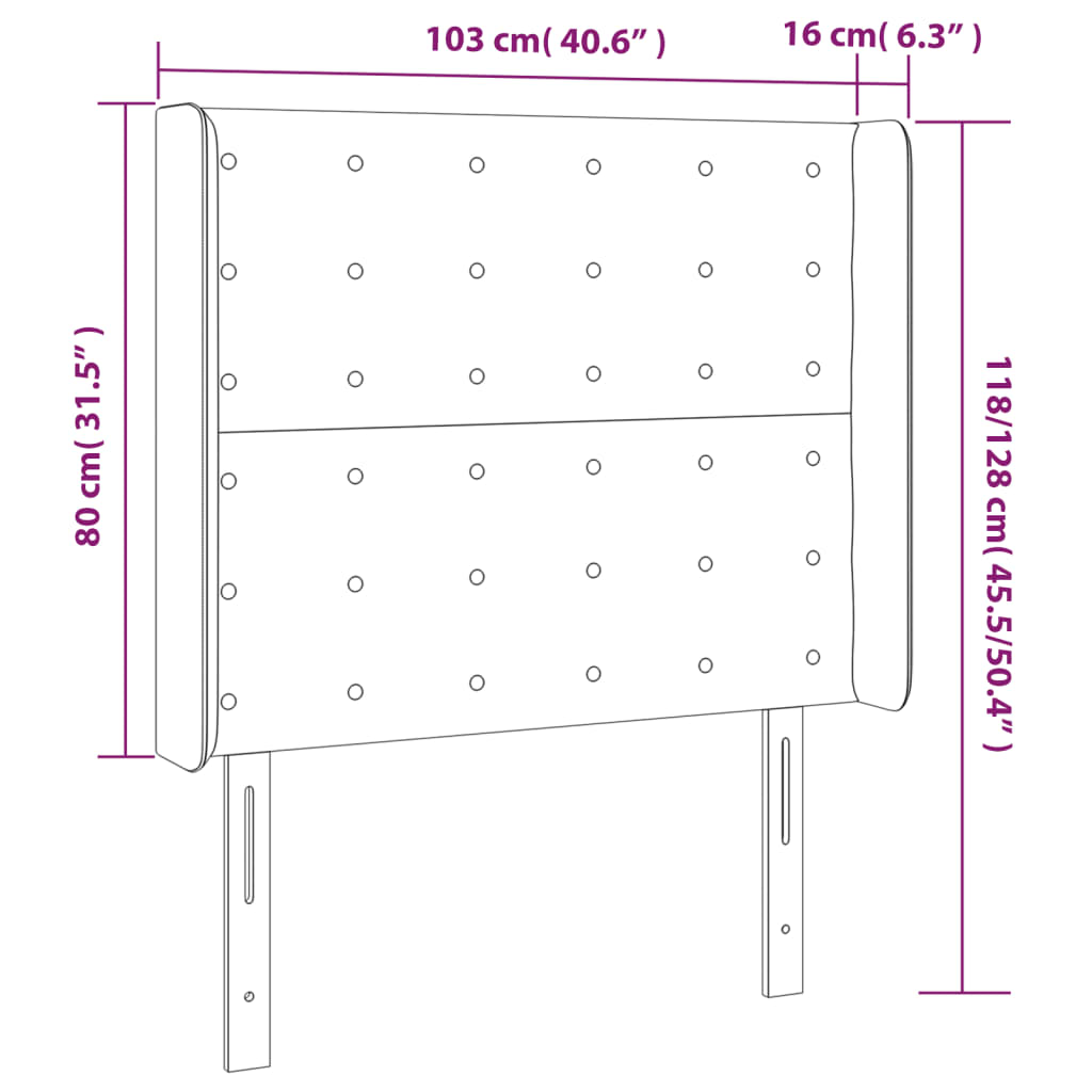 Tête de lit avec oreilles Blanc 103x16x118/128 cm Similicuir