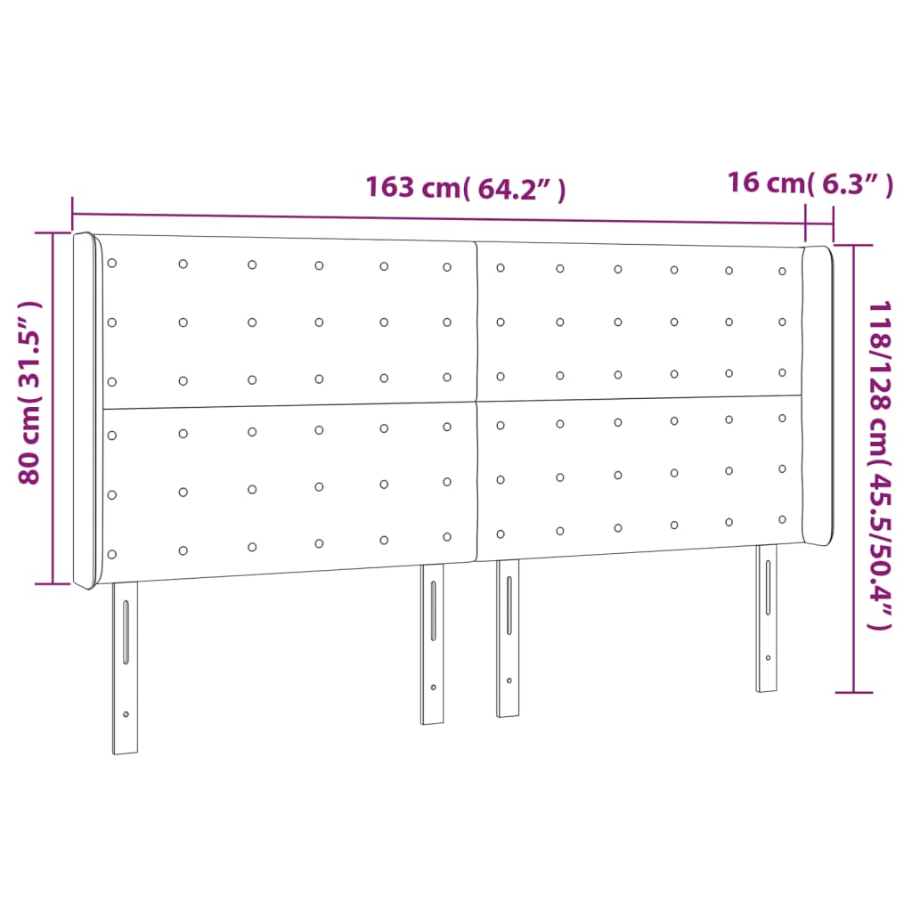 Tête de lit avec oreilles Noir 163x16x118/128 cm Similicuir