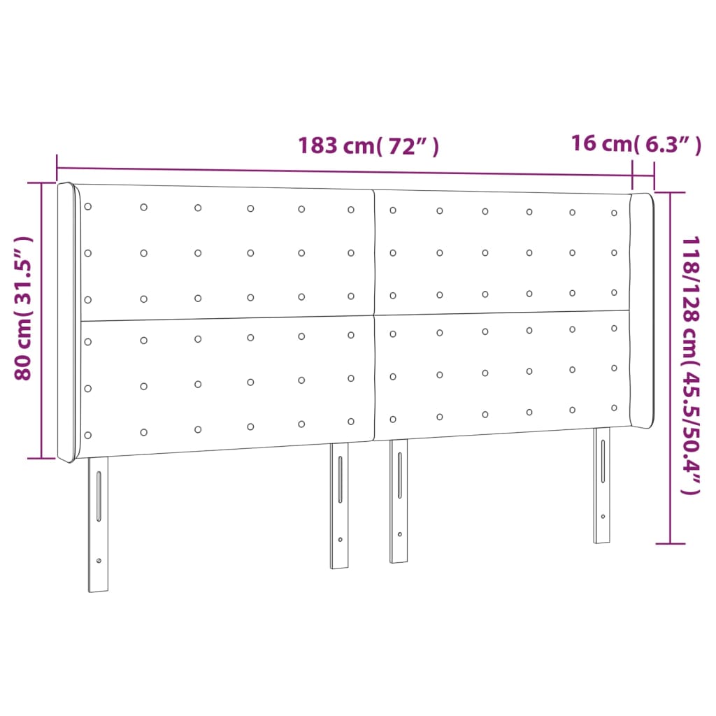 Tête de lit avec oreilles Cappuccino 183x16x118/128 cm