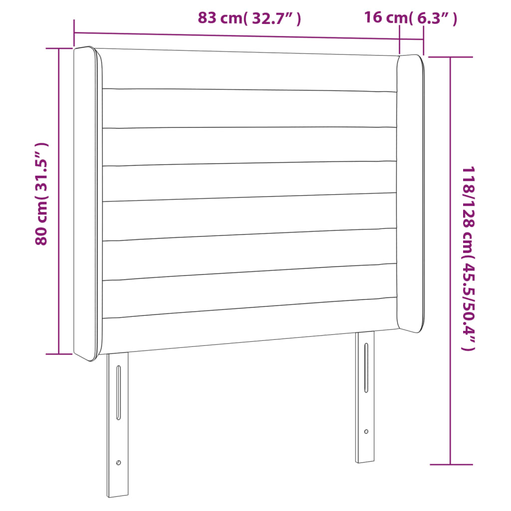 Tête de lit avec oreilles Gris clair 83x16x118/128 cm Tissu