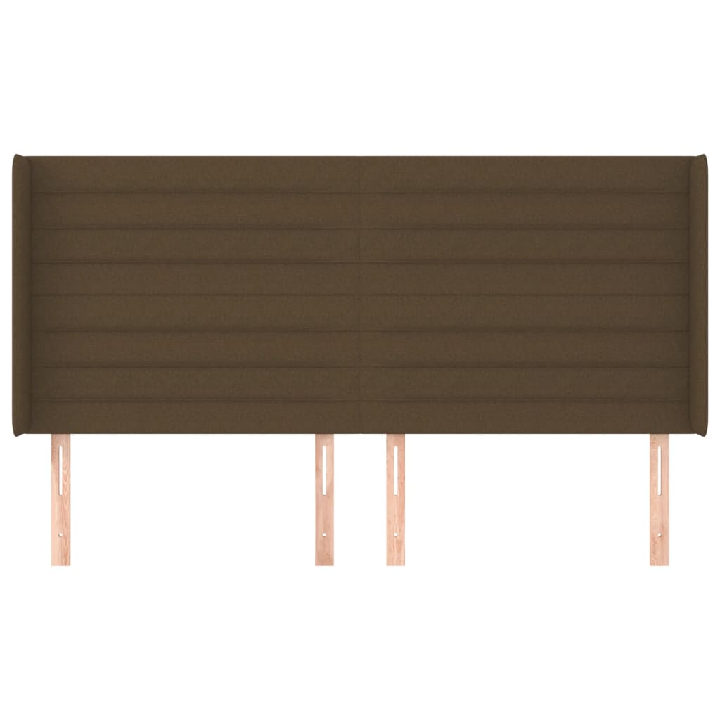 Tête de lit avec oreilles Marron foncé 163x16x118/128 cm Tissu