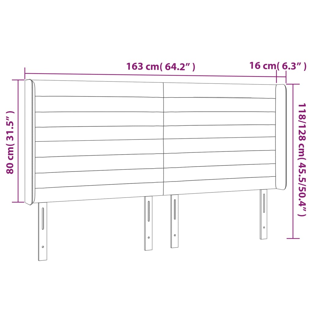 Tête de lit avec oreilles Crème 163x16x118/128 cm Tissu