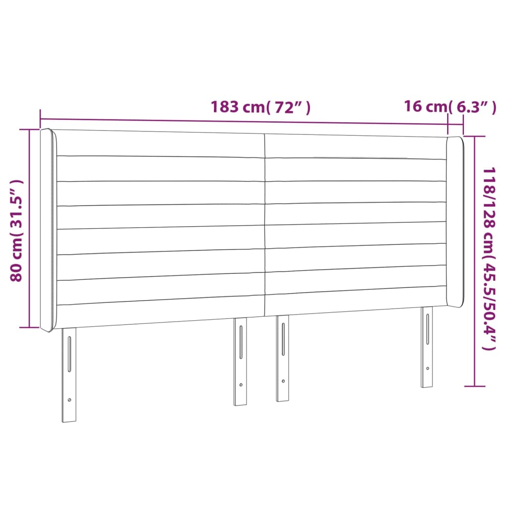 Tête de lit avec oreilles Crème 183x16x118/128 cm Tissu