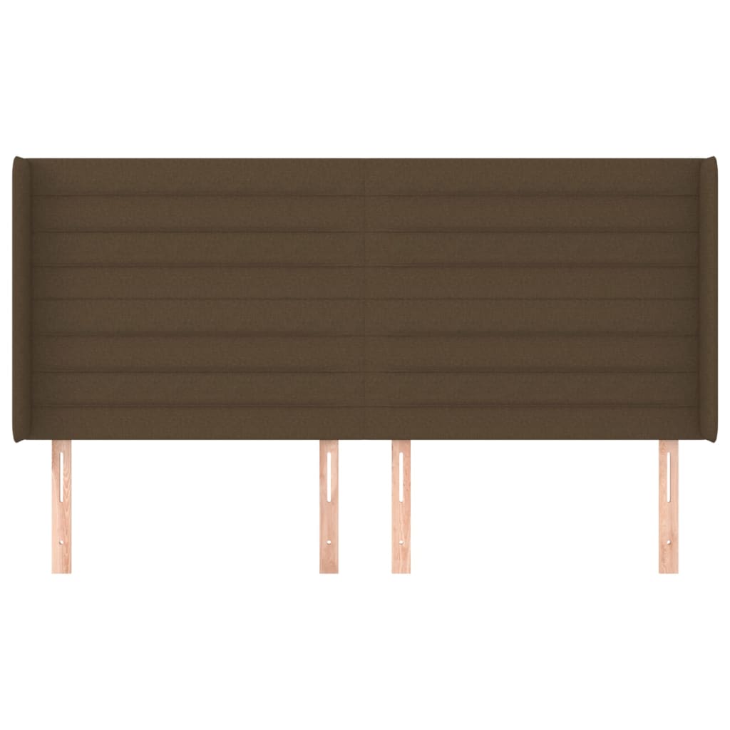 Tête de lit avec oreilles Marron foncé 203x16x118/128 cm Tissu