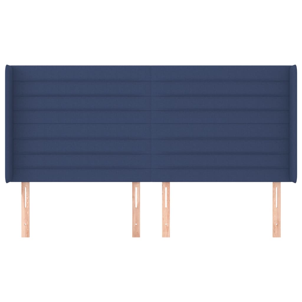 Tête de lit avec oreilles Bleu 203x16x118/128 cm Tissu