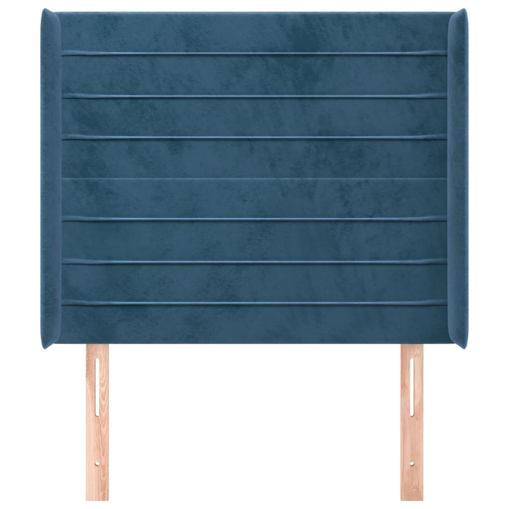 Tête de lit avec oreilles Bleu foncé 83x16x118/128 cm Velours