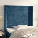 Tête de lit avec oreilles Bleu foncé 93x16x118/128 cm Velours