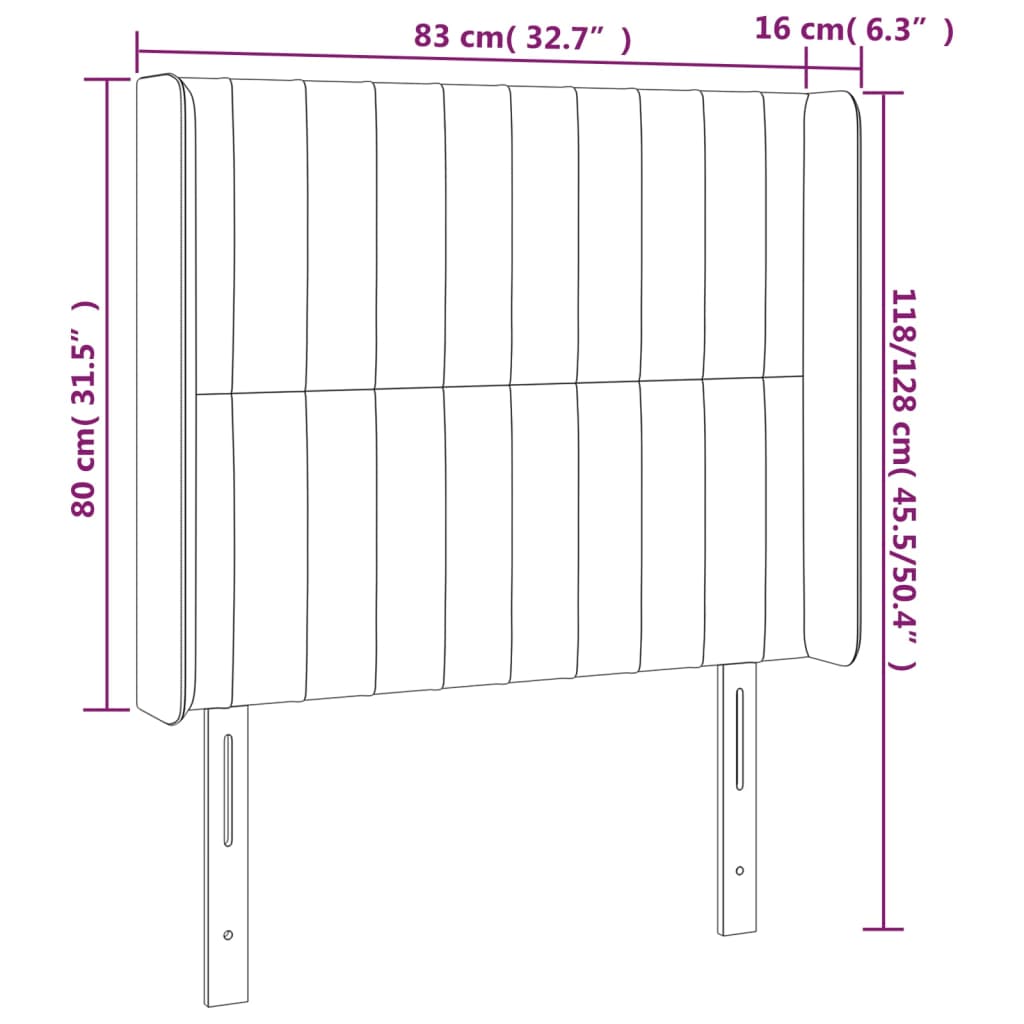 Tête de lit avec oreilles Gris clair 83x16x118/128 cm Tissu