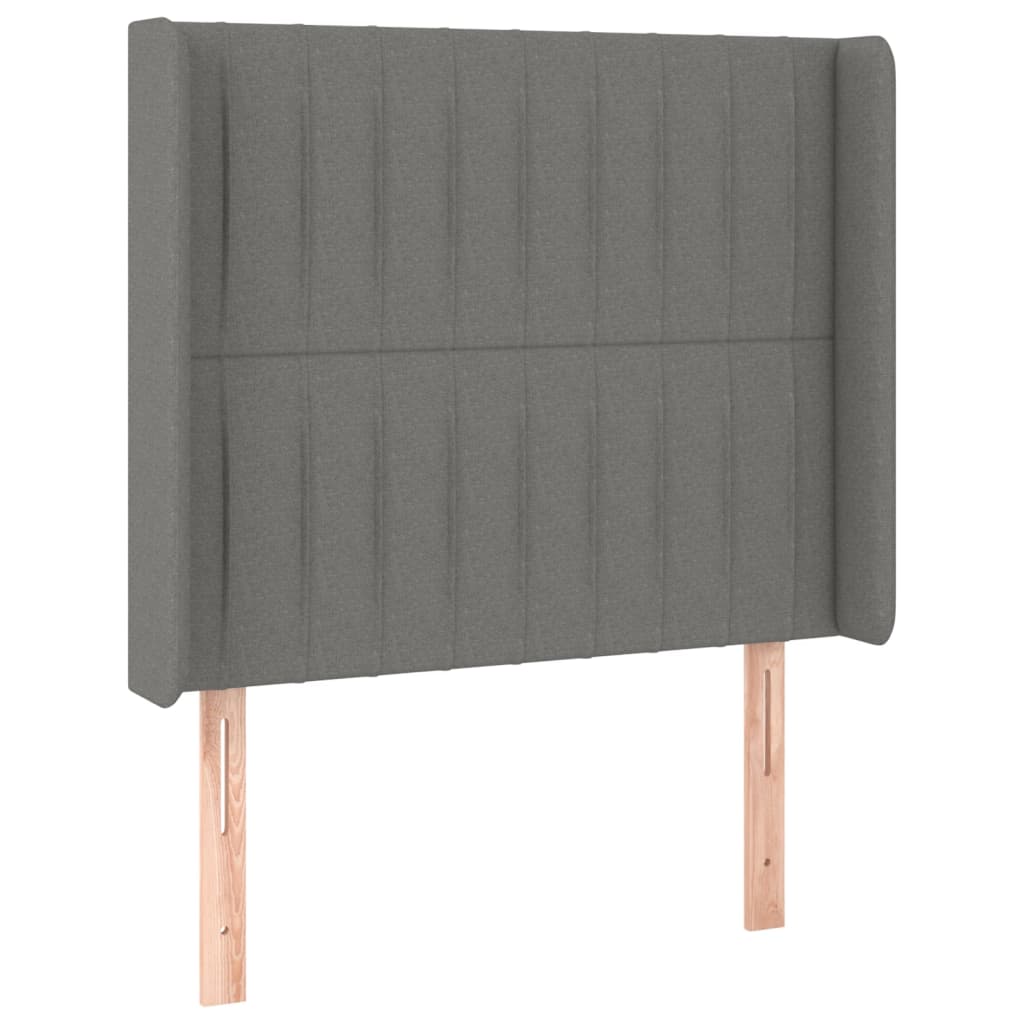 Tête de lit avec oreilles Gris foncé 83x16x118/128 cm Tissu