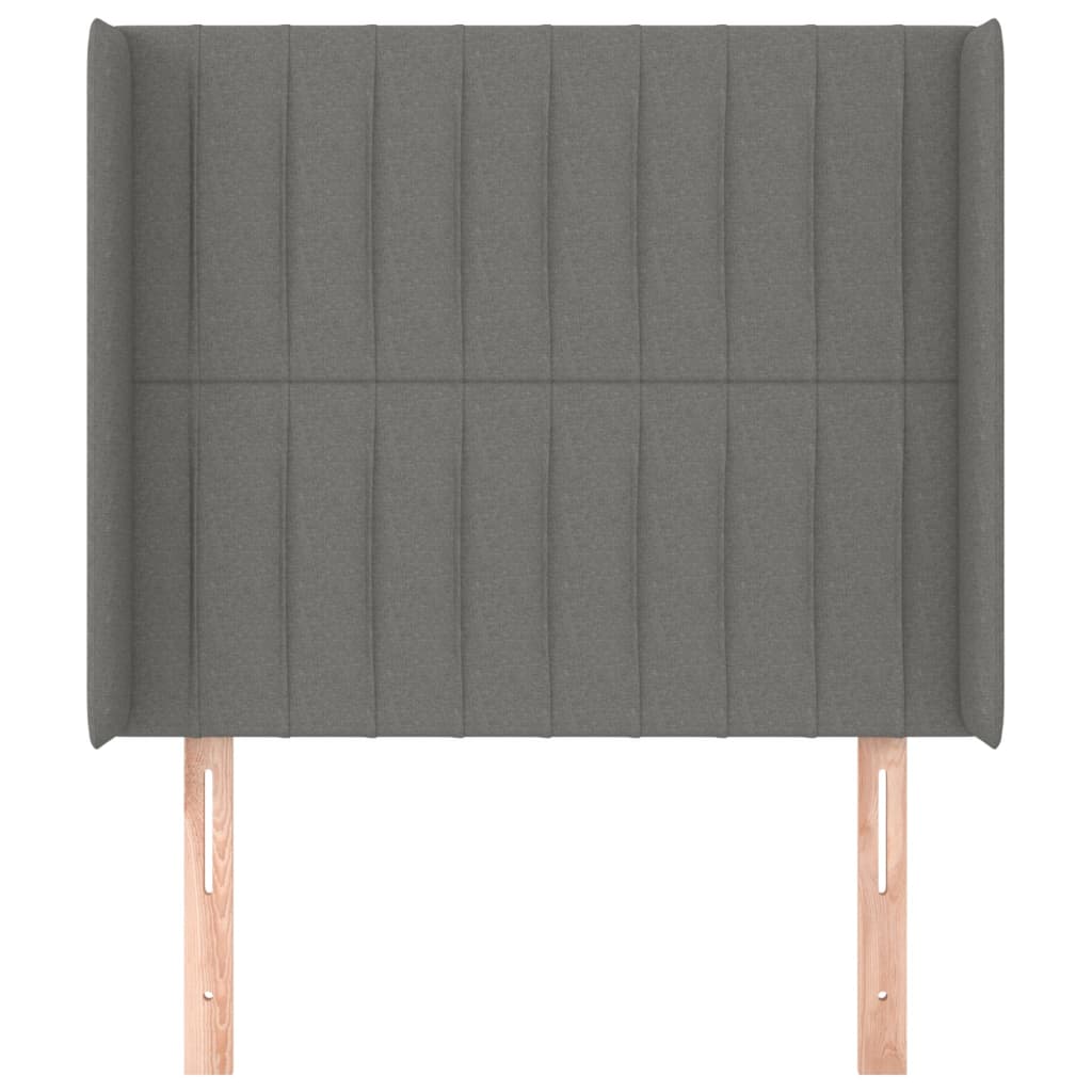 Tête de lit avec oreilles Gris foncé 83x16x118/128 cm Tissu