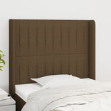 Tête de lit avec oreilles Marron foncé 83x16x118/128 cm Tissu