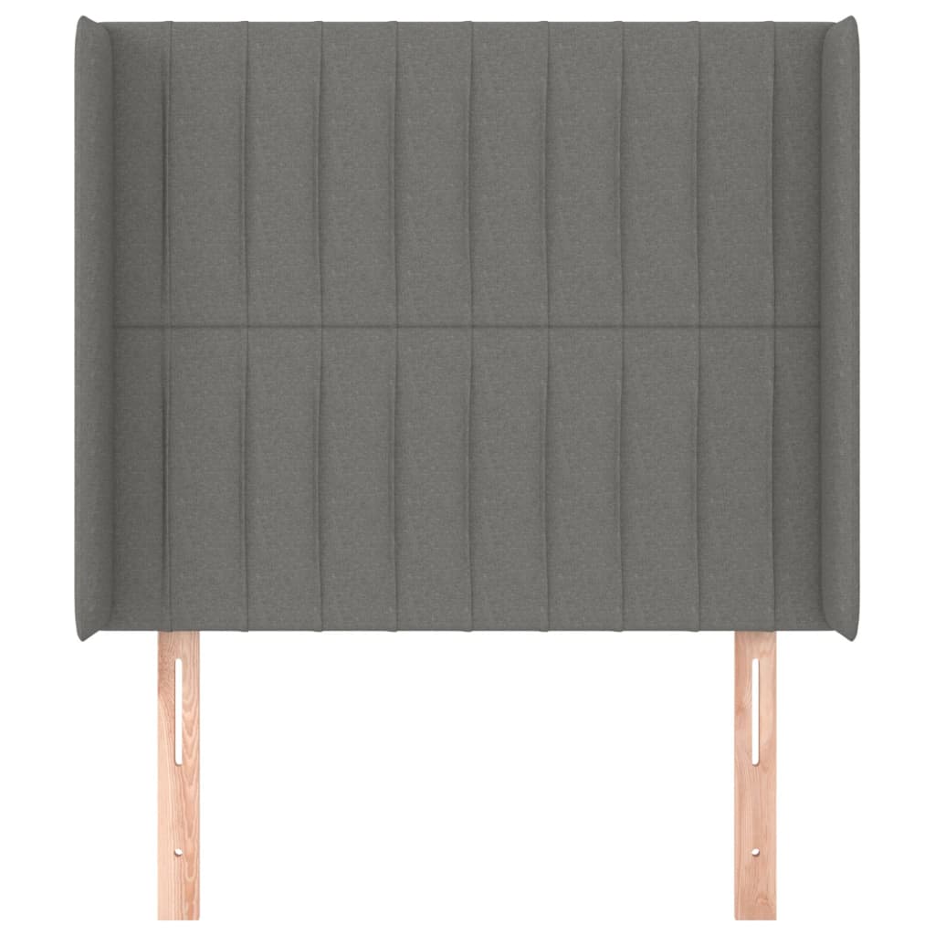 Tête de lit avec oreilles Gris foncé 93x16x118/128 cm Tissu