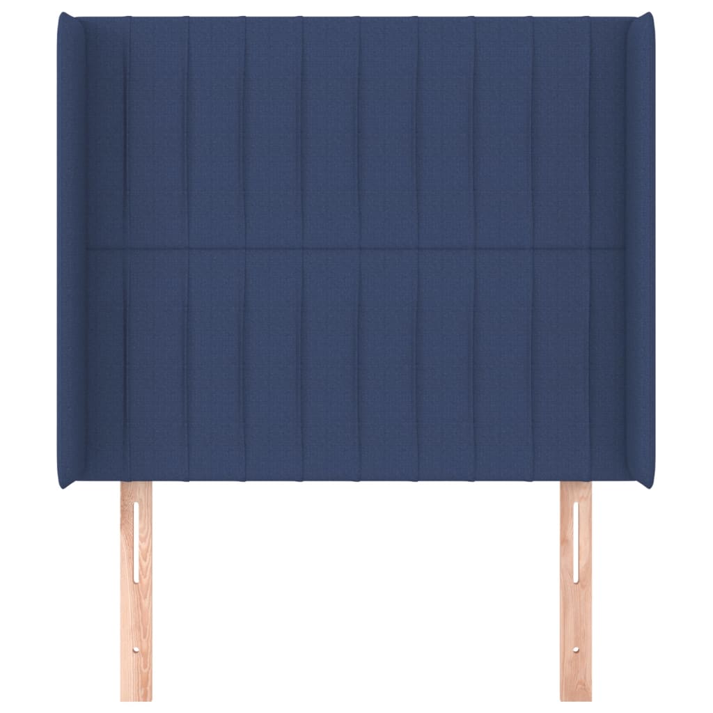 Tête de lit avec oreilles Bleu 93x16x118/128 cm Tissu