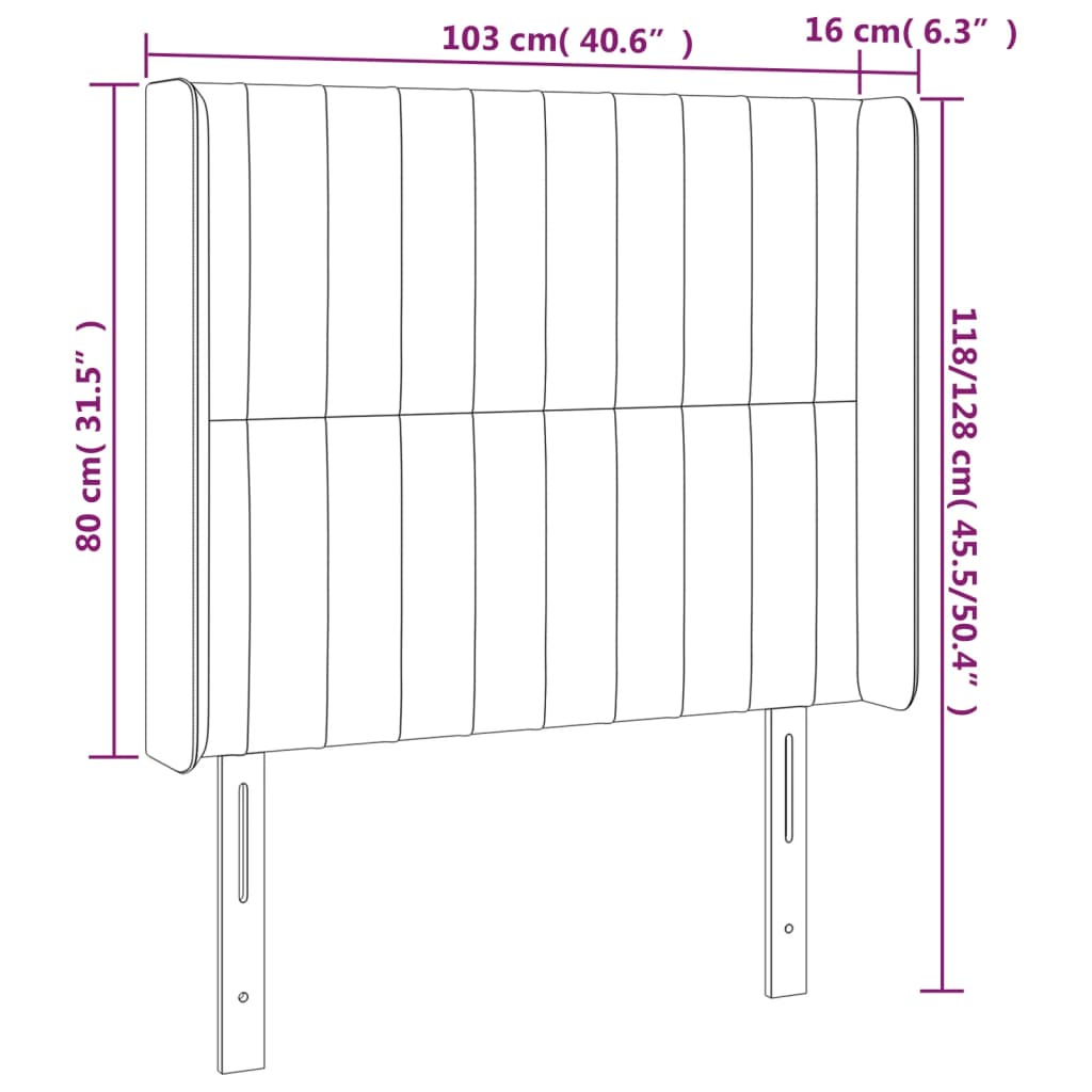 Tête de lit avec oreilles Gris clair 103x16x118/128 cm Tissu