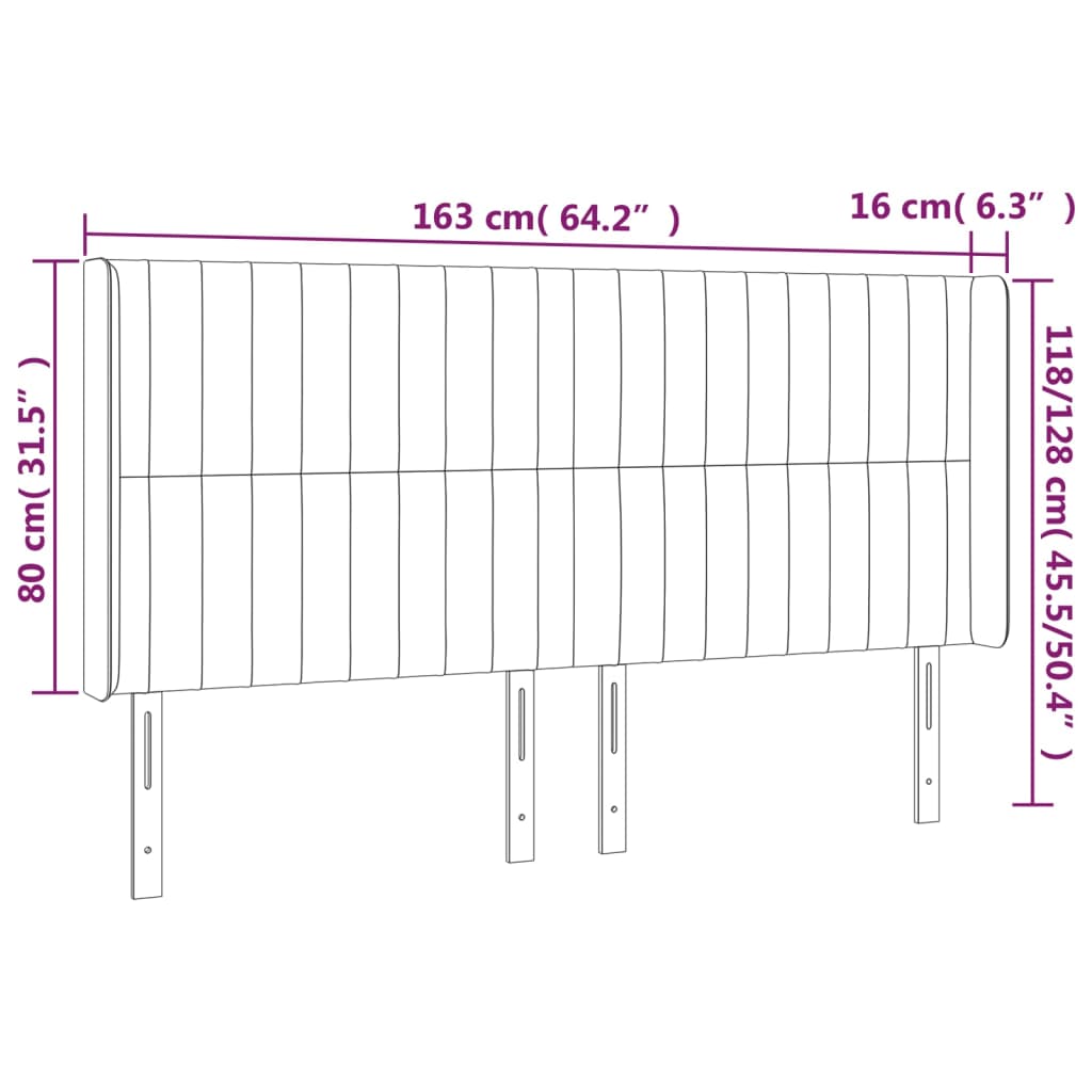 Tête de lit avec oreilles Gris clair 163x16x118/128 cm Tissu