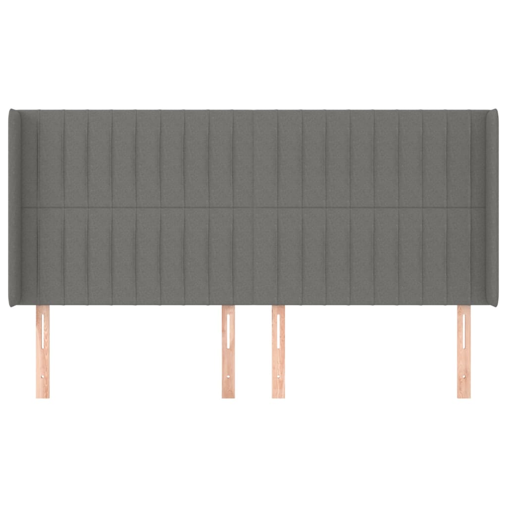 Tête de lit avec oreilles Gris foncé 163x16x118/128 cm Tissu