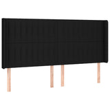 Tête de lit avec oreilles Noir 163x16x118/128 cm Tissu