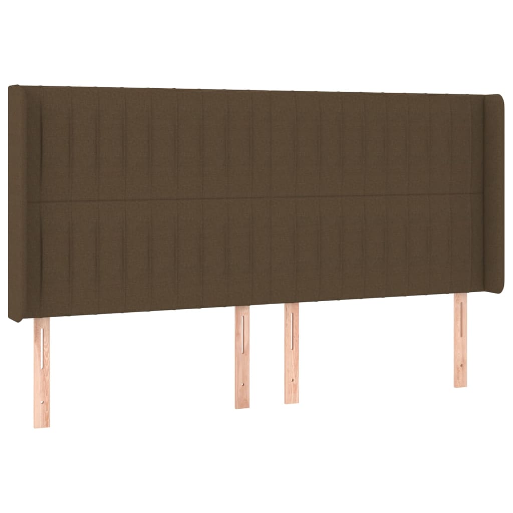 Tête de lit avec oreilles Marron foncé 163x16x118/128 cm Tissu