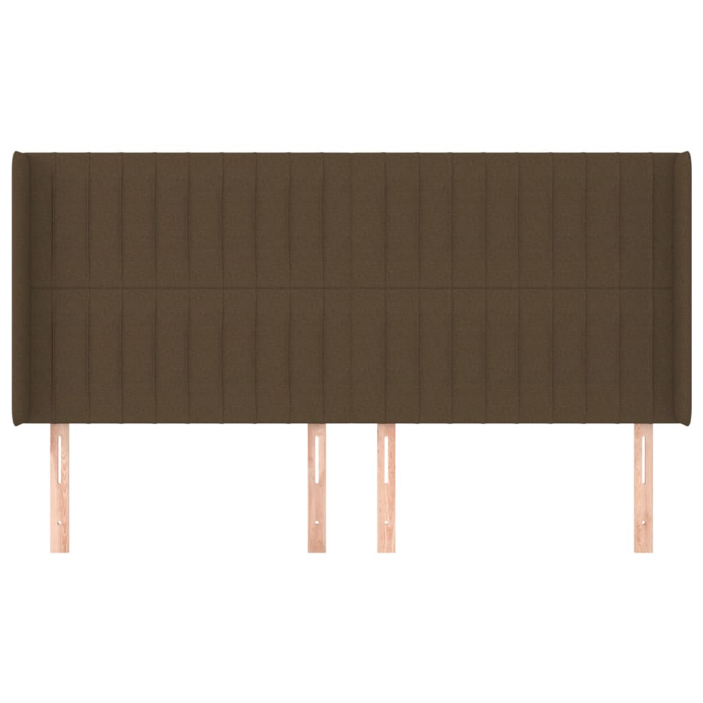 Tête de lit avec oreilles Marron foncé 163x16x118/128 cm Tissu