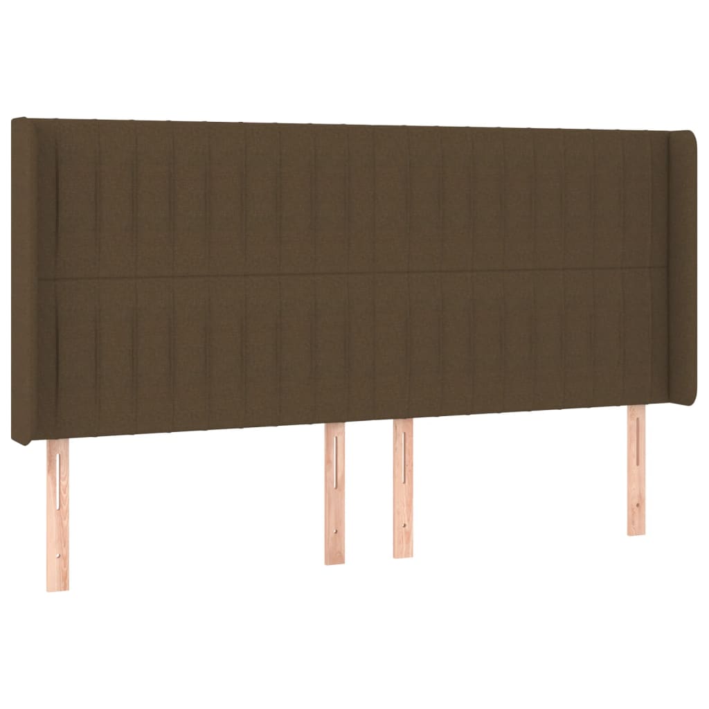 Tête de lit avec oreilles Marron foncé 183x16x118/128 cm Tissu