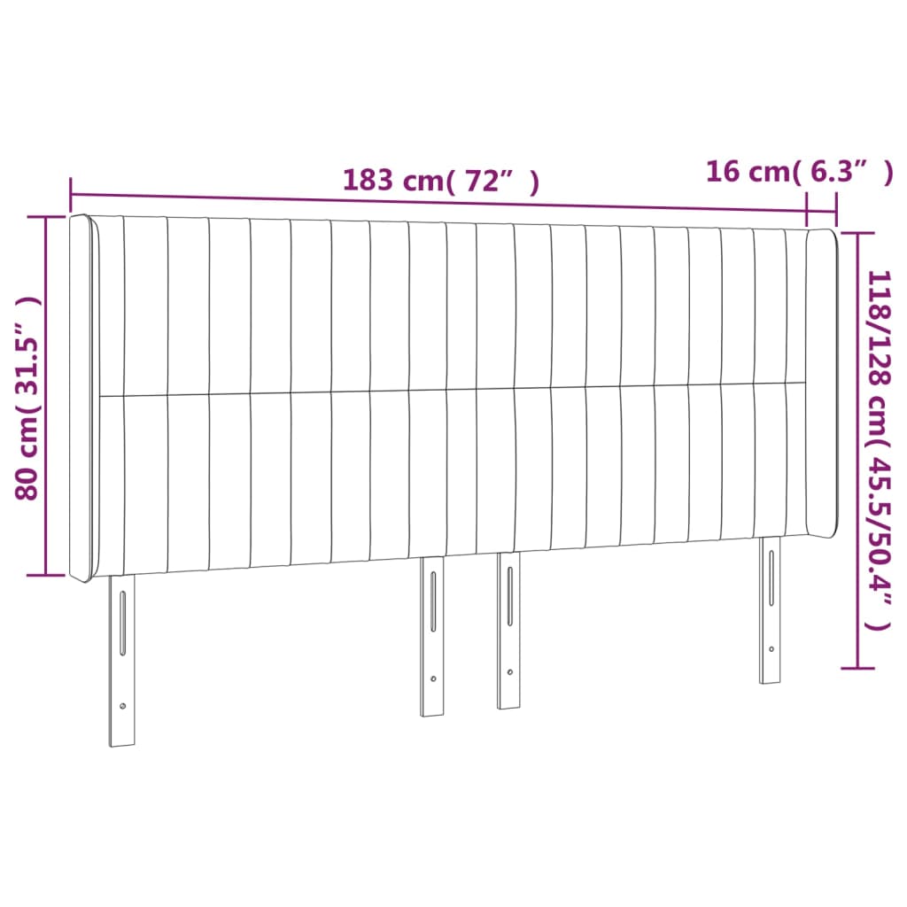 Tête de lit avec oreilles Crème 183x16x118/128 cm Tissu