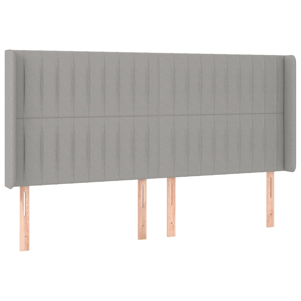 Tête de lit avec oreilles Gris clair 203x16x118/128 cm Tissu