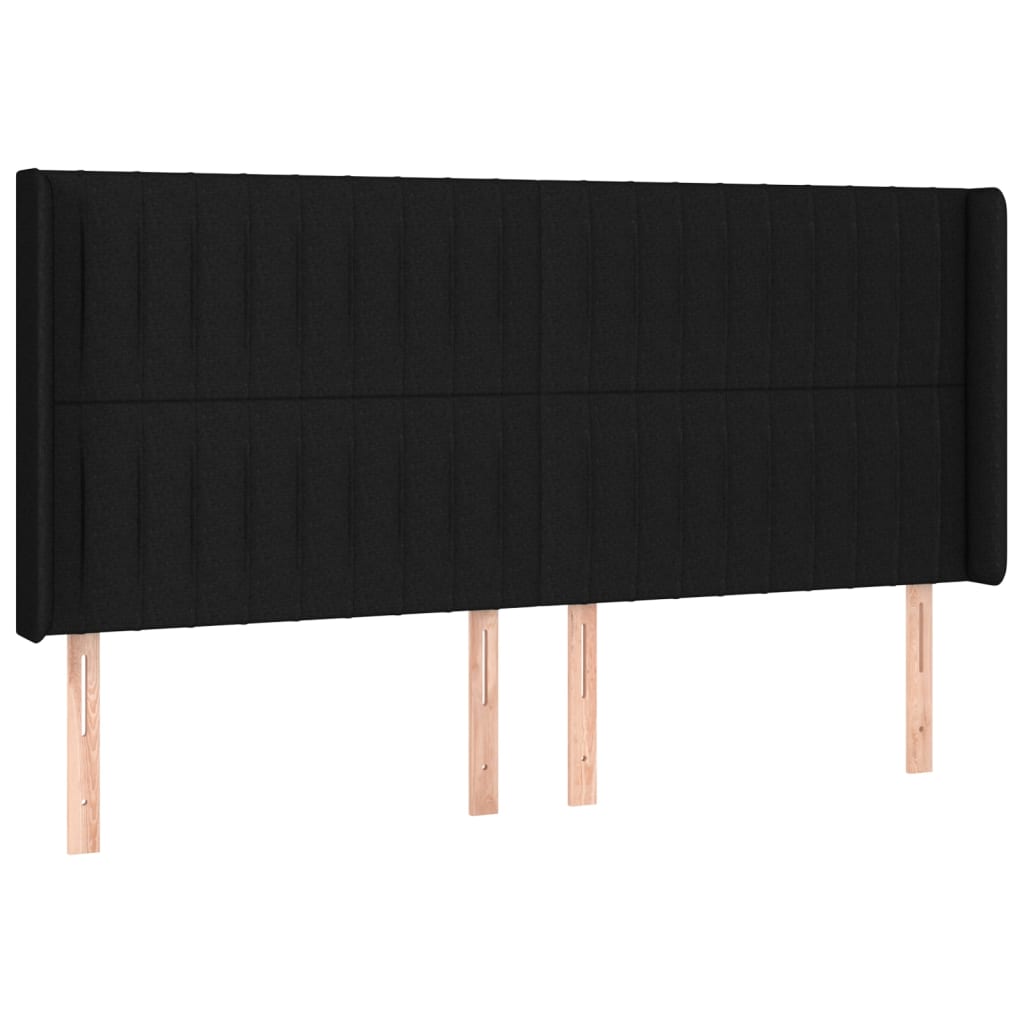 Tête de lit avec oreilles Noir 203x16x118/128 cm Tissu