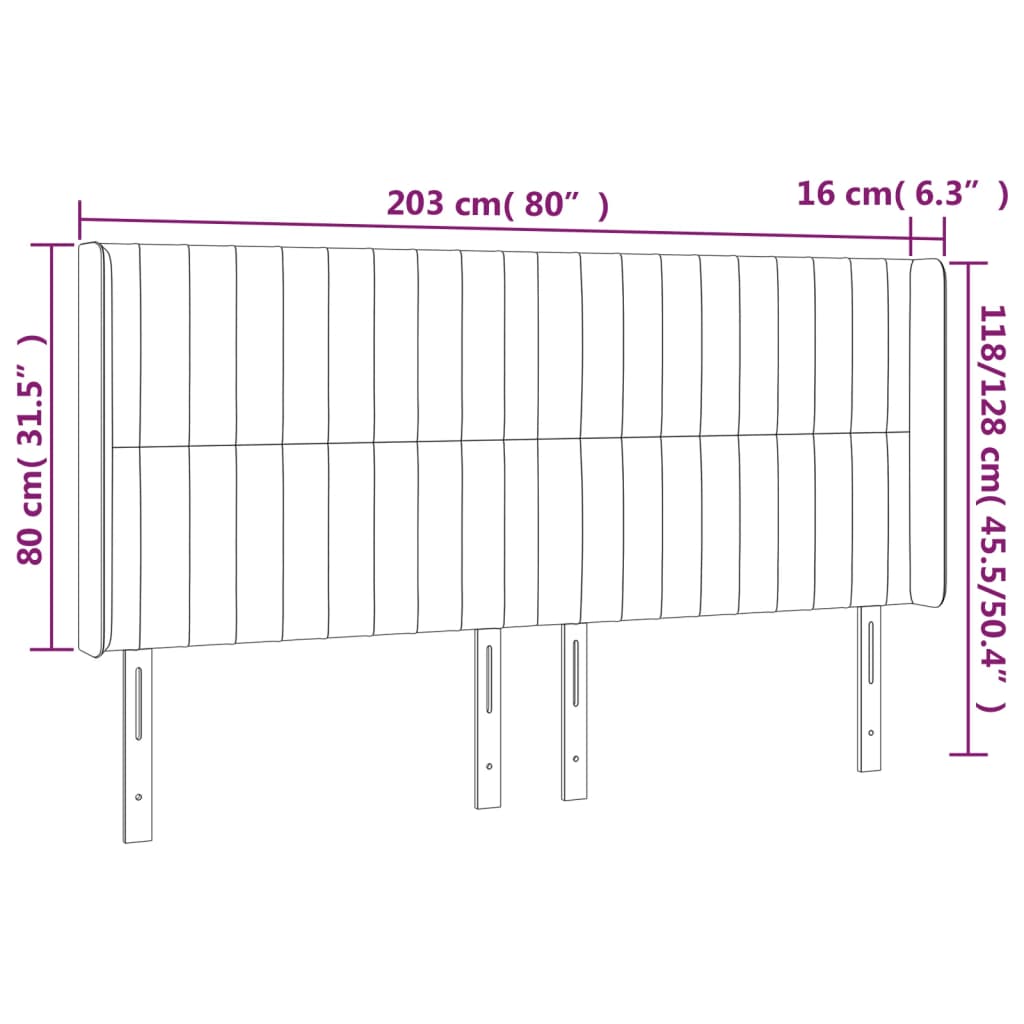 Tête de lit avec oreilles Taupe 203x16x118/128 cm Tissu