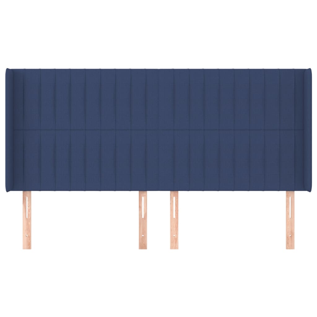 Tête de lit avec oreilles Bleu 203x16x118/128 cm Tissu