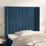 Tête de lit avec oreilles Bleu foncé 83x16x118/128 cm Velours