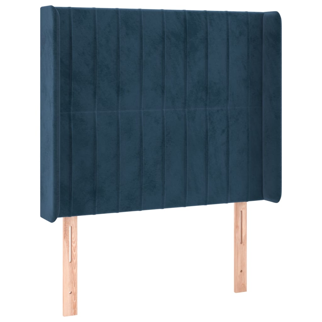 Tête de lit avec oreilles Bleu foncé 93x16x118/128 cm Velours