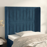 Tête de lit avec oreilles Bleu foncé 93x16x118/128 cm Velours