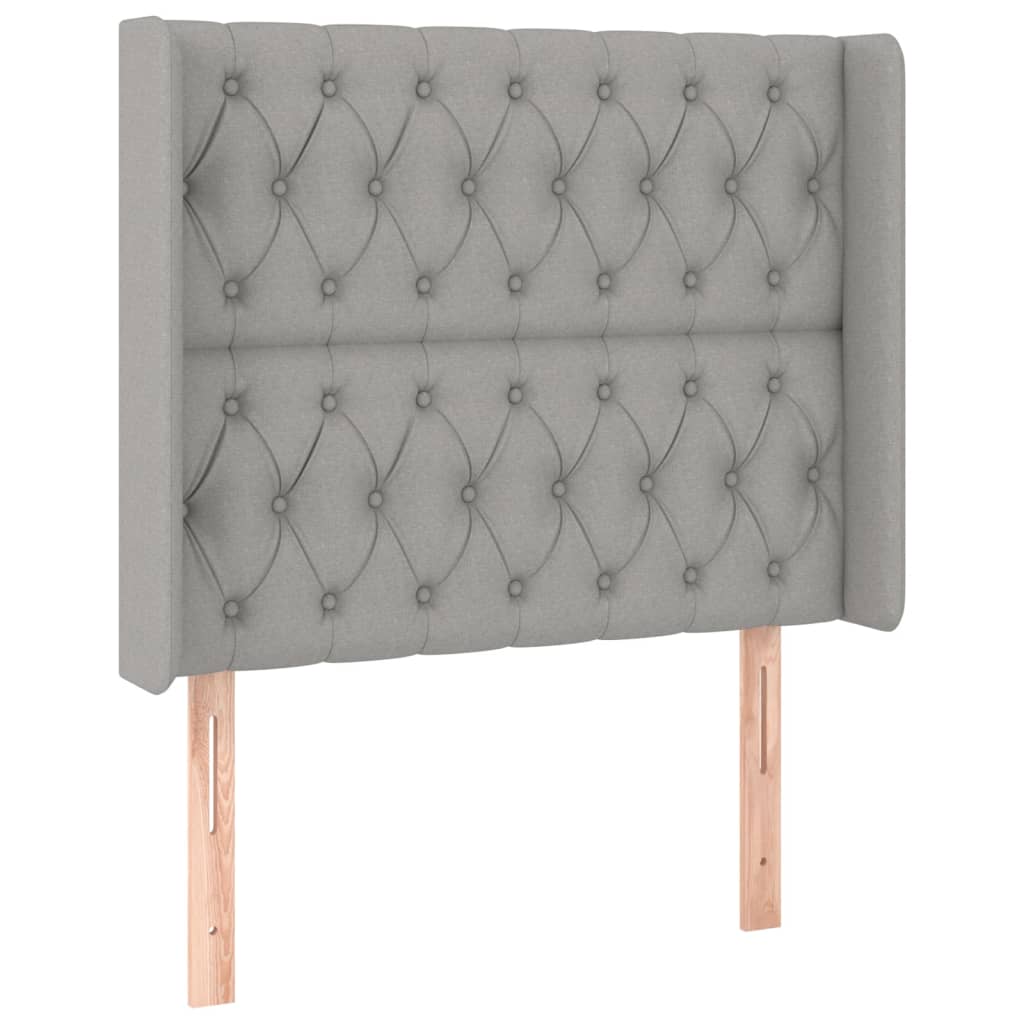 Tête de lit avec oreilles Gris clair 93x16x118/128 cm Tissu