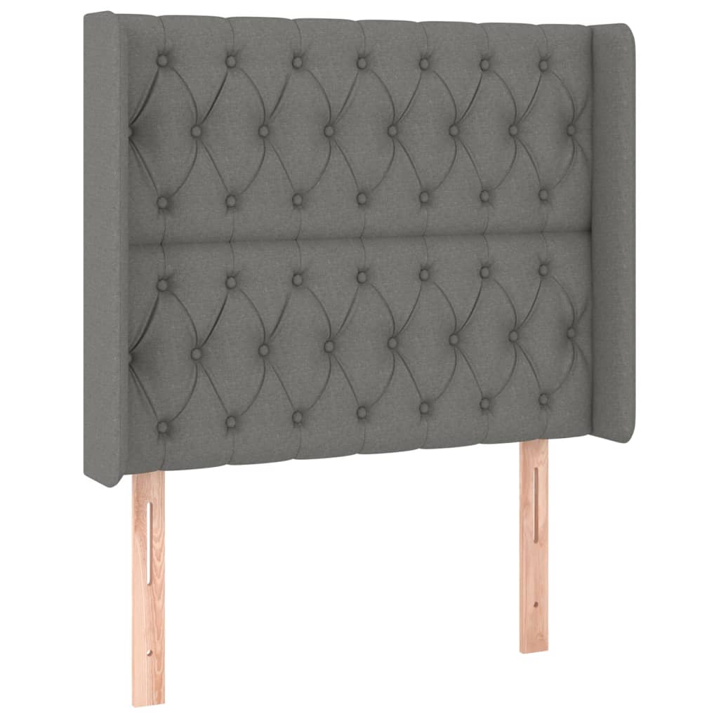 Tête de lit avec oreilles Gris foncé 93x16x118/128 cm Tissu