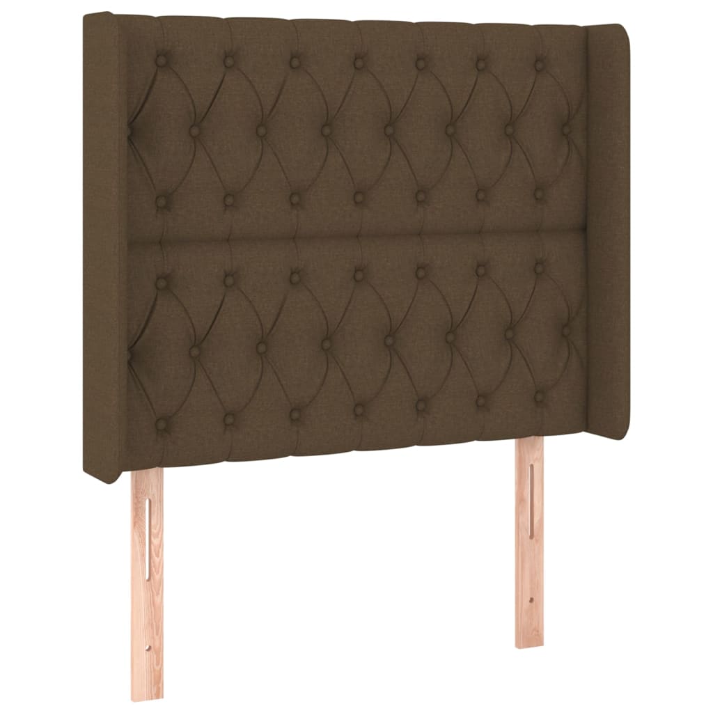 Tête de lit avec oreilles Marron foncé 93x16x118/128 cm Tissu