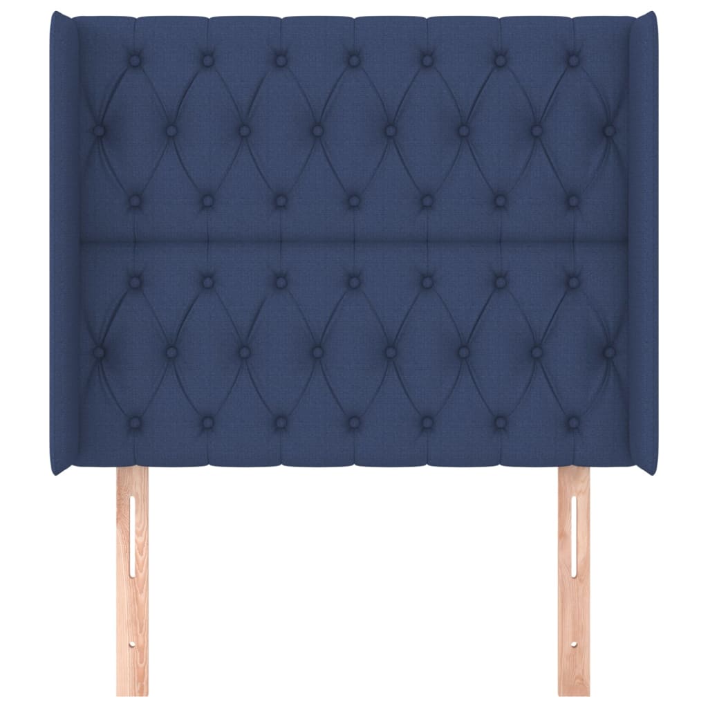 Tête de lit avec oreilles Bleu 93x16x118/128 cm Tissu