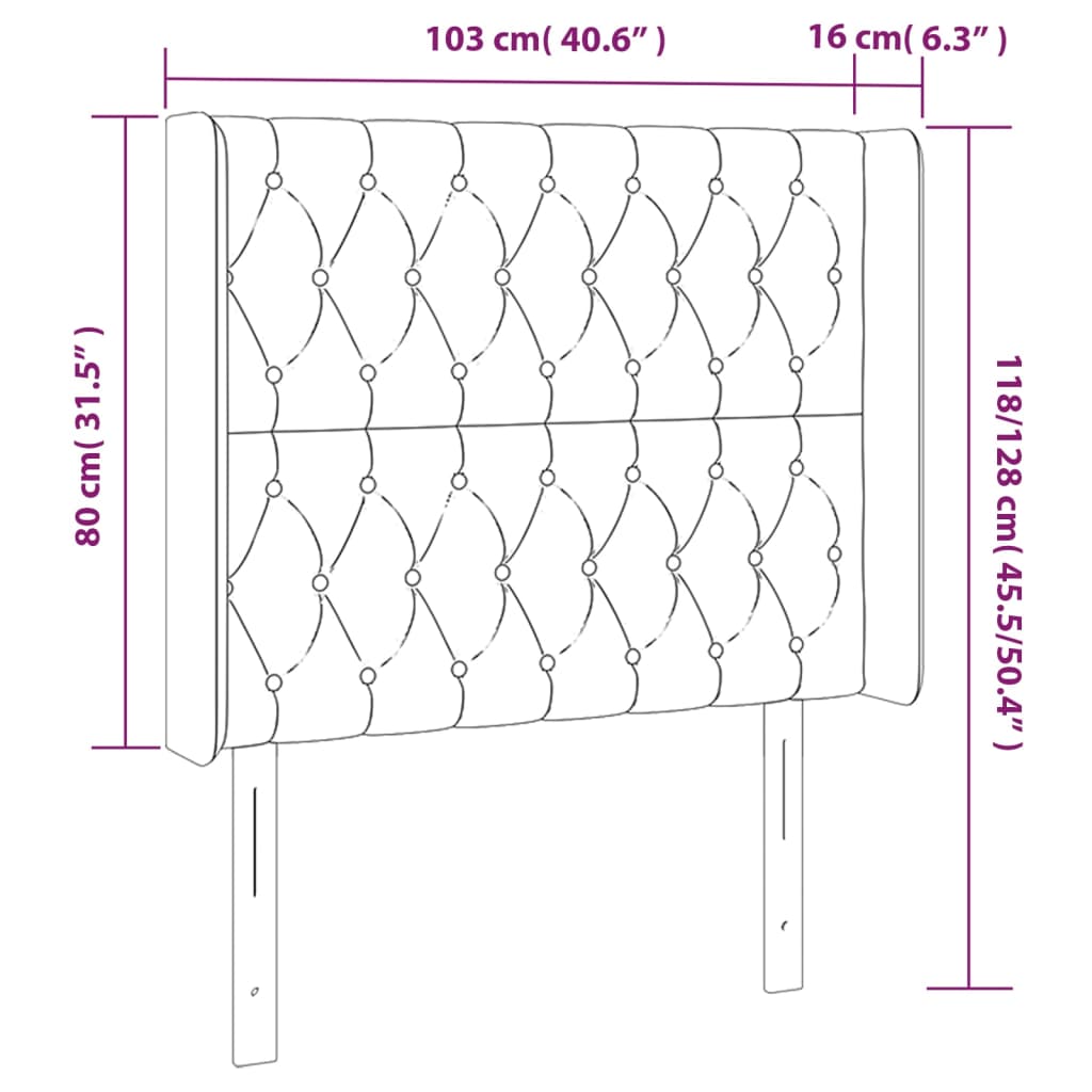 Tête de lit avec oreilles Crème 103x16x118/128 cm Tissu