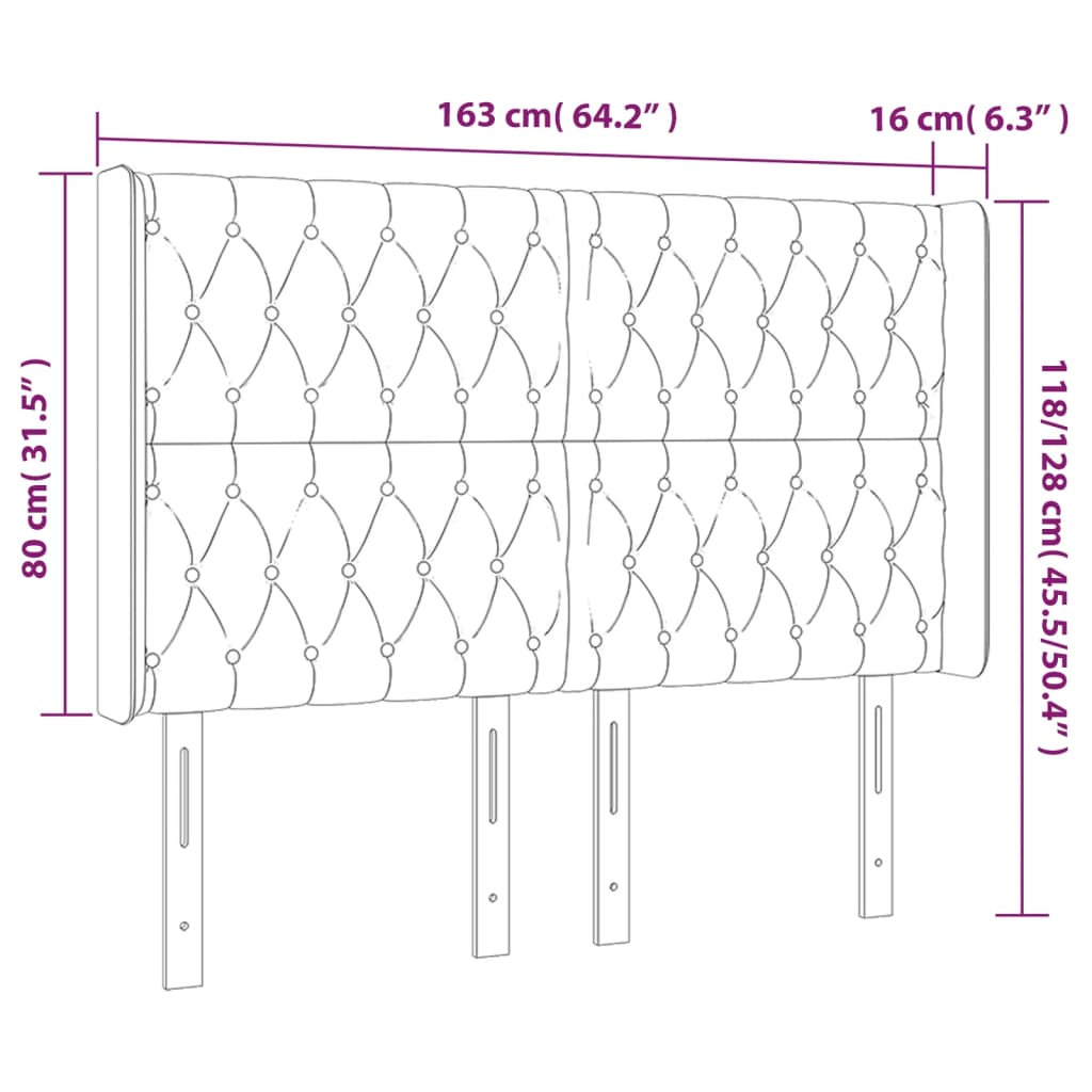 Tête de lit avec oreilles Bleu 163x16x118/128 cm Tissu