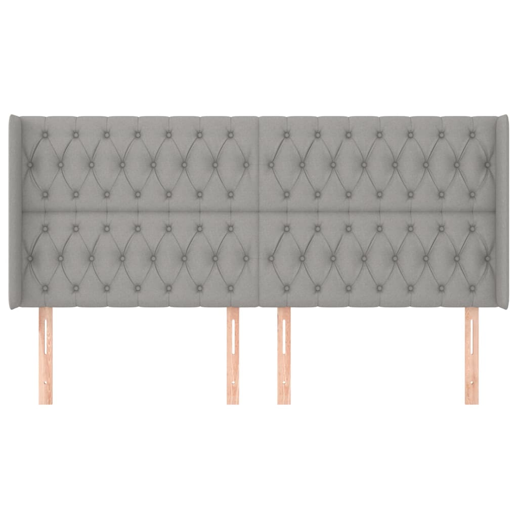 Tête de lit avec oreilles Gris clair 183x16x118/128 cm Tissu