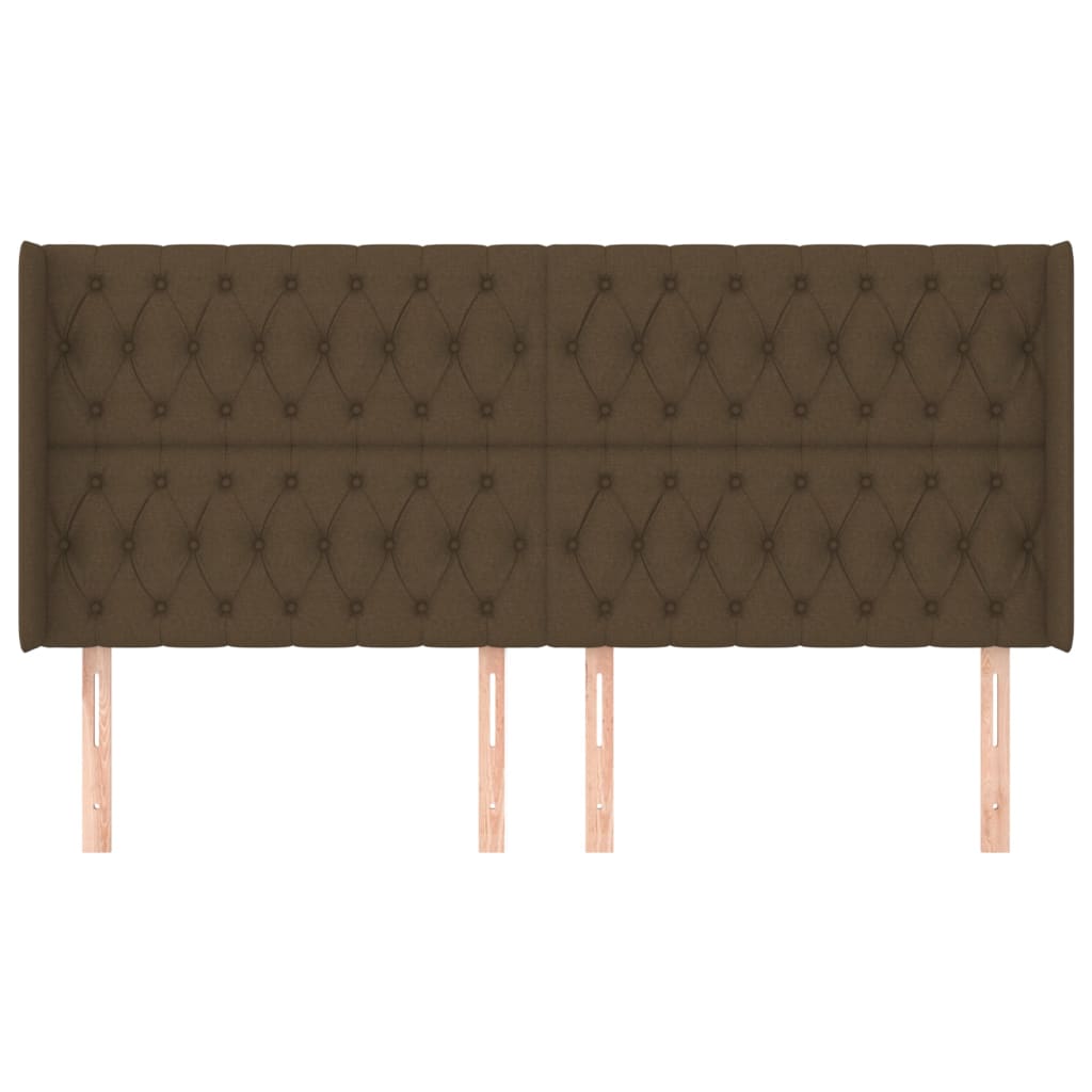 Tête de lit avec oreilles Marron foncé 183x16x118/128 cm Tissu