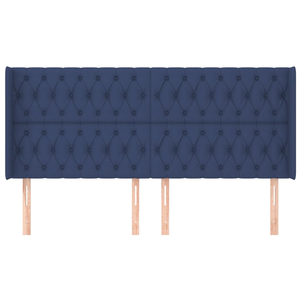 Tête de lit avec oreilles Bleu 203x16x118/128 cm Tissu