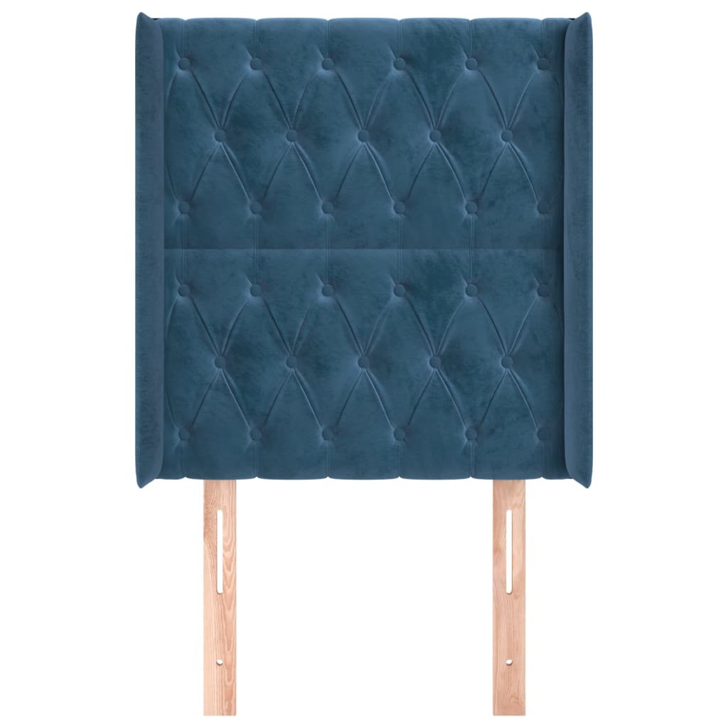 Tête de lit avec oreilles Bleu foncé 83x16x118/128 cm Velours