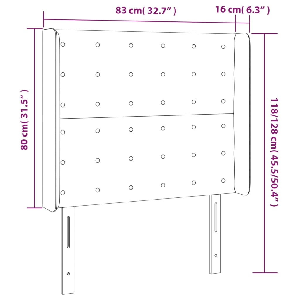 Tête de lit avec oreilles Gris clair 83x16x118/128 cm Tissu