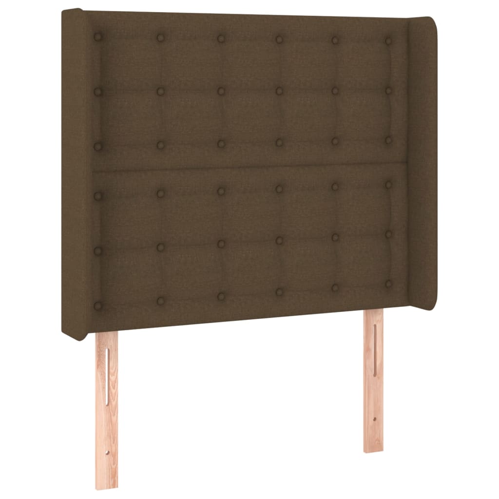 Tête de lit avec oreilles Marron foncé 83x16x118/128 cm Tissu