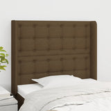 Tête de lit avec oreilles Marron foncé 83x16x118/128 cm Tissu