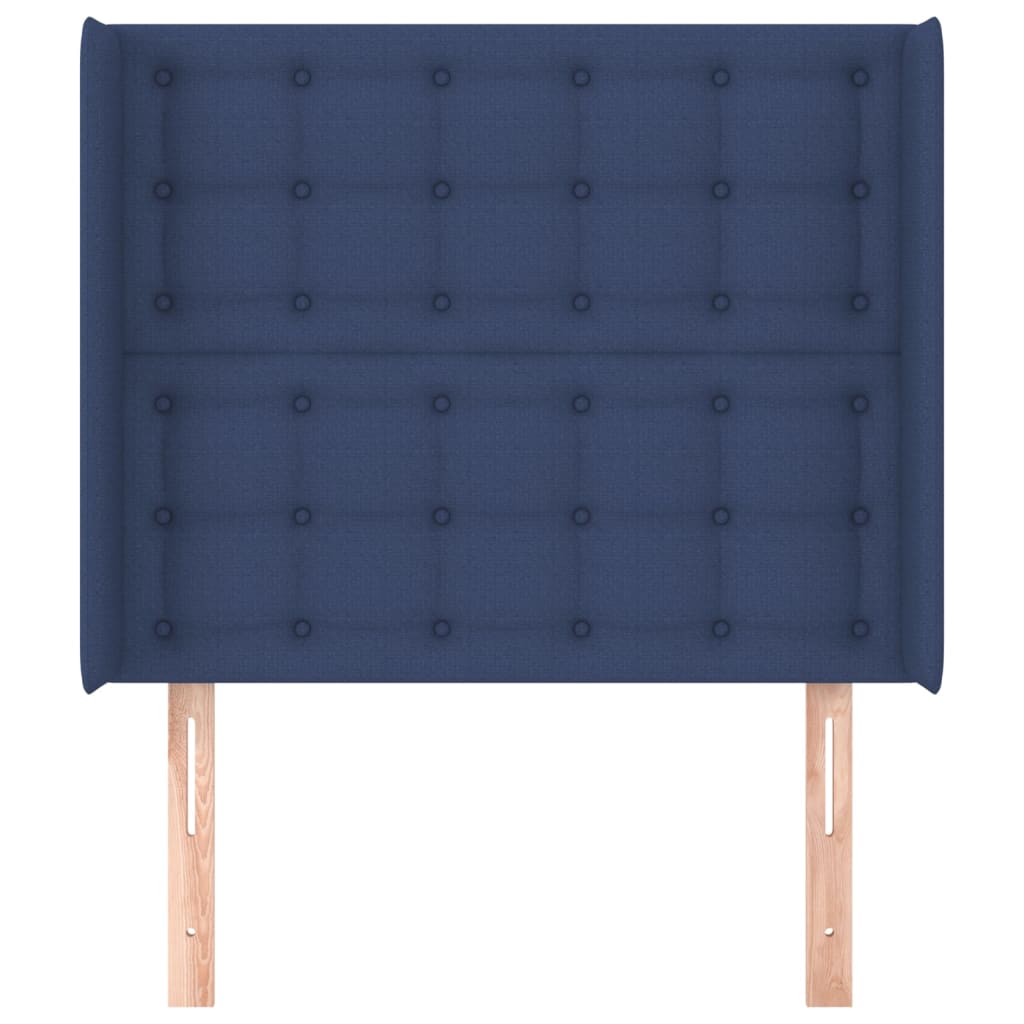 Tête de lit avec oreilles Bleu 83x16x118/128 cm Tissu