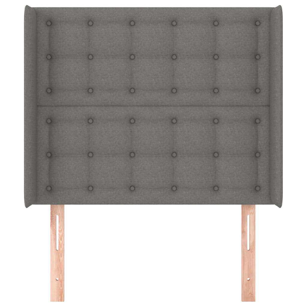 Tête de lit avec oreilles Gris foncé 93x16x118/128 cm Tissu