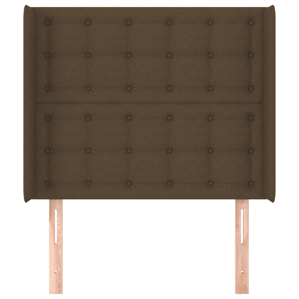 Tête de lit avec oreilles Marron foncé 93x16x118/128 cm Tissu