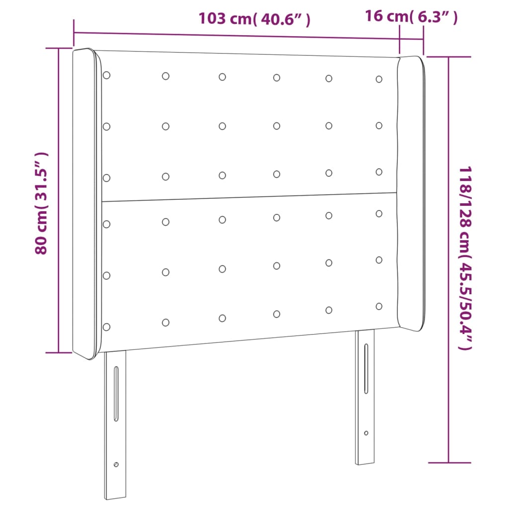 Tête de lit avec oreilles Gris clair 103x16x118/128 cm Tissu